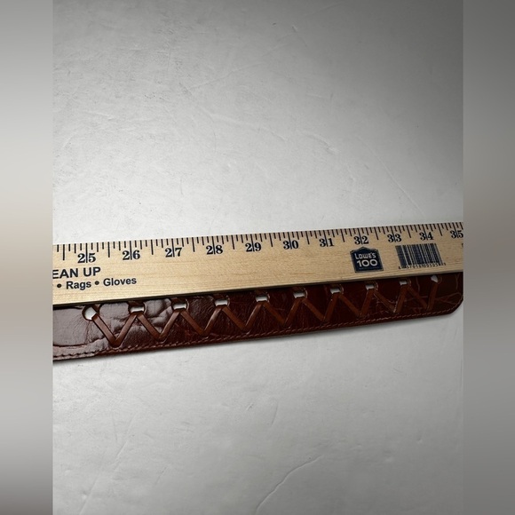 Women's Belt Brown Croc Print Wide Retro Mod Dress Casual Western Rockabilly M - Picture 8 of 15